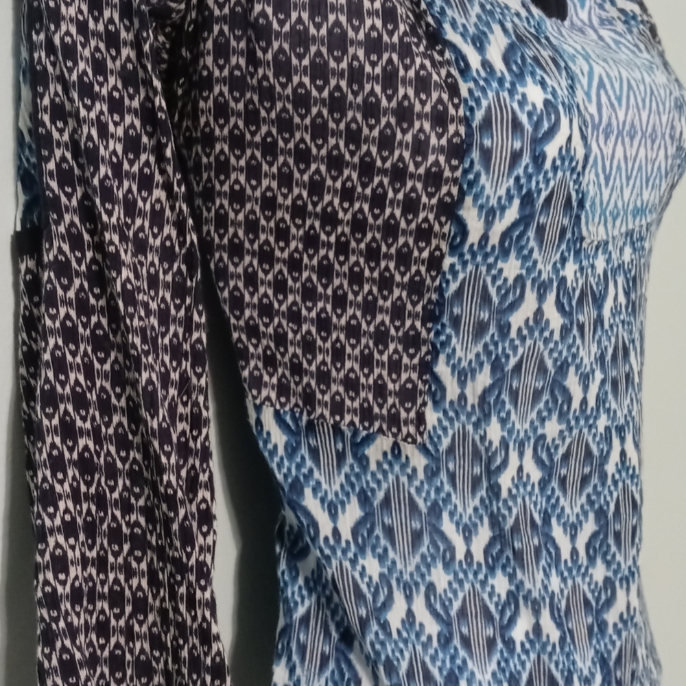 Lucky Brand Blouse Blue White‎ 100% Cotton Size Small - Picture 9 of 10